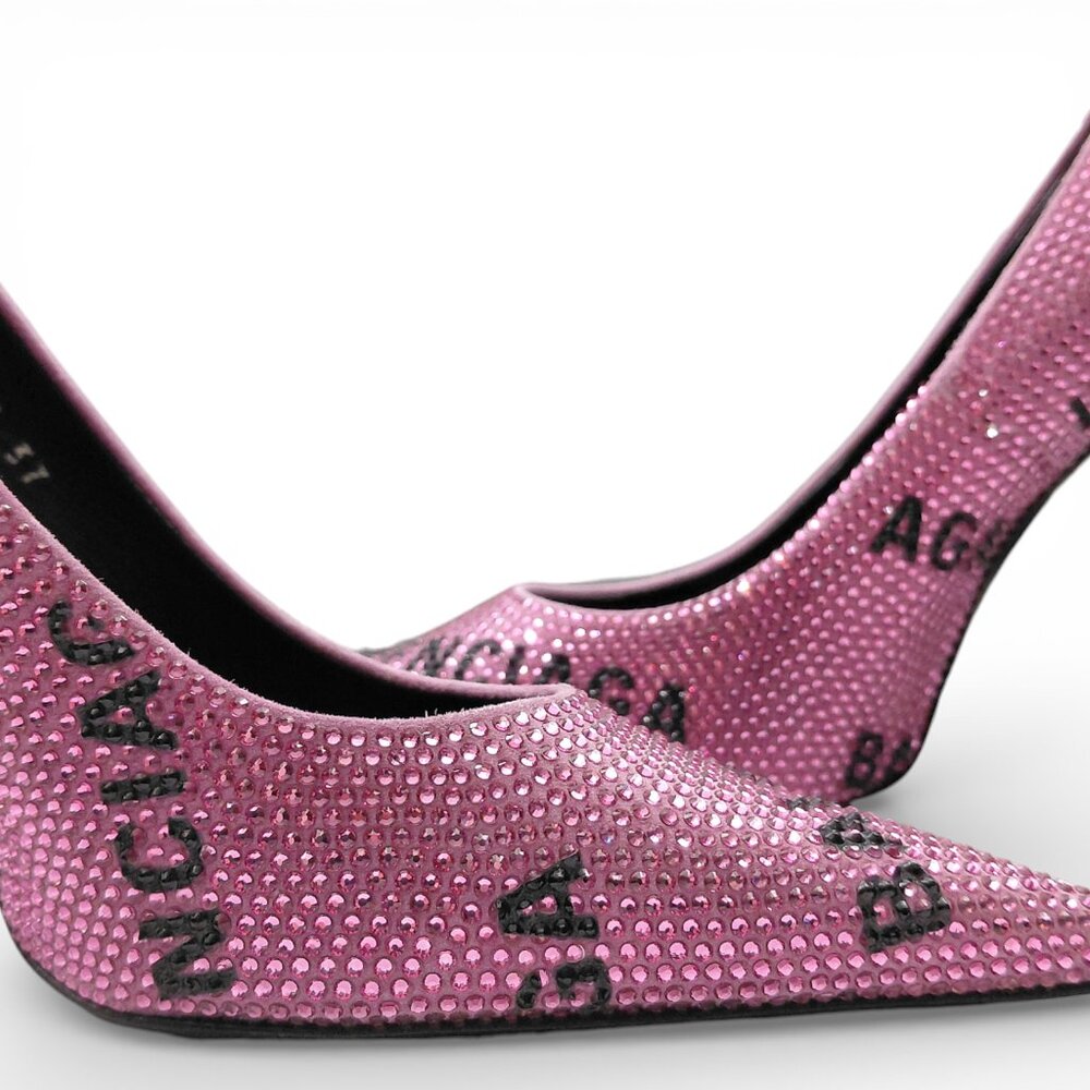 Balenciaga Womens Square Knife Embellished Pink Pumps Size EU 37 (0589) - Picture 4 of 16